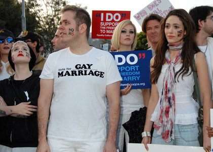 Prop 8 Rally-Perez Hilton, Shanna Moakler, Emmy Rossum