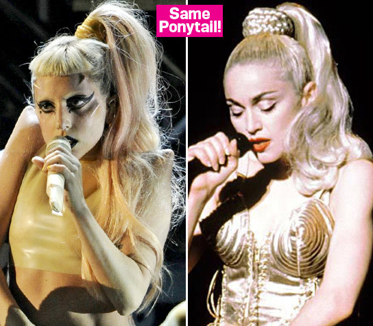 Lady Gaga and Madonna Blonde Ambition ponytail